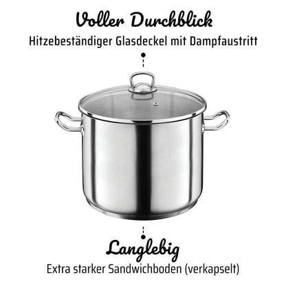 GSW Profi-Jumbotopf Kochtopf – Edelstahl 28cm 15L Silber