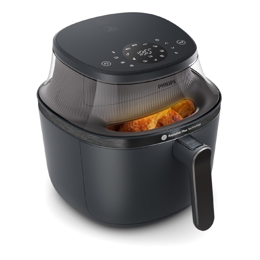 Philips Airfryer 3000 Series Heissluftfritteuse 4.2L Sichtfenster. Schwarzes Gehäuse mit Sichtfenster.