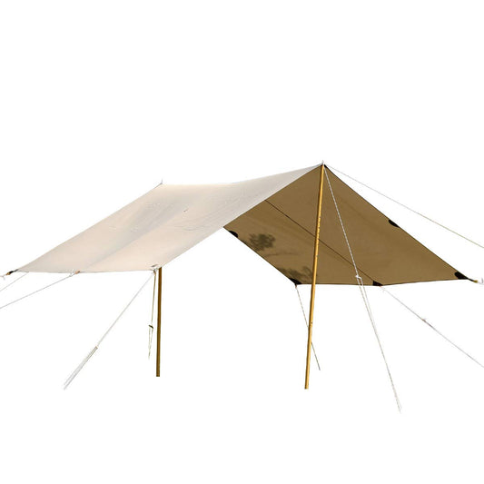 Tatonka Tarp 4 TC Robuste Camping Abspannplane Baumwolle - beige, rechteckig, dient als Witterungs- und Sonnenschutz beim Camping.