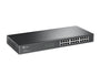 TP-Link TL-SG1024 24 Port Gigabit Switch unmanaged Rack-Montage. Schwarzes Rack-Gehäuse, 24 RJ45-Ports. Verbindet Gigabit-Netzwerkgeräte.