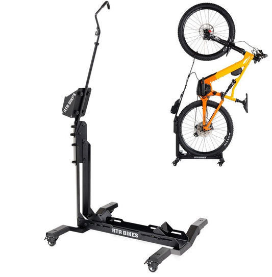 RTR BIKES BRUTUS UP PRO Professional Freistehender Fahrradständer, schwarz. Hält Fahrräder freistehend aufrecht zur Lagerung.