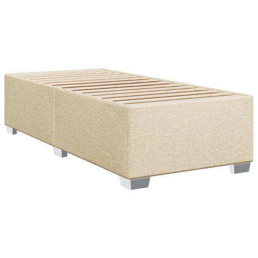 vidaXL Polsterbett Einzelbett – 90x190cm Creme Stoff. Gepolstertes Einzelbett aus Stoff in Creme. Bietet Schlafplatz für eine Person.