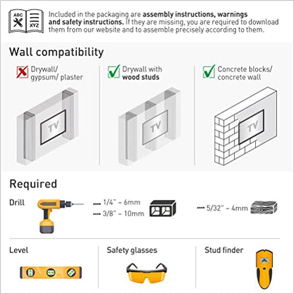 Barkan 76cm Schwenkbar Neigbar TV Wandhalterung - 13-65 Zoll VESA 400x400