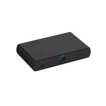 Amazon Basics Thunderbolt 4 Dockingstation – Dual-Display, Schwarz, EU. Rechteckiges Gerät zur Peripherie-Anbindung.