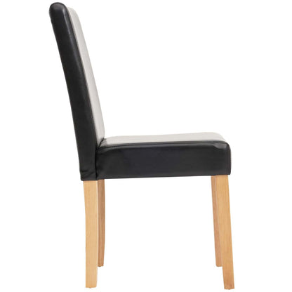 Mendler Littau 4er-Set Esszimmerstuhl Kunstleder Schwarz, helle Beine