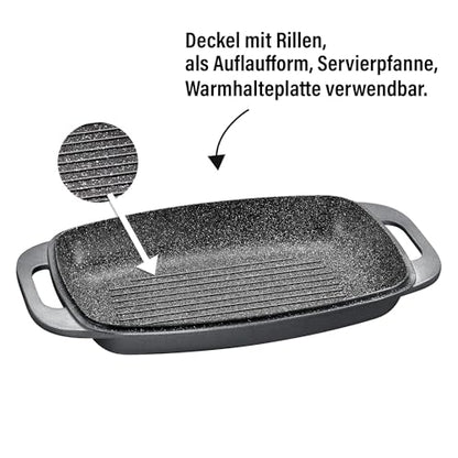STONELINE Aluguss Bräter Induktion Antihaft – 43x26 cm 8,4L Grau