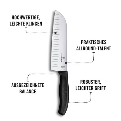 Victorinox Swiss Classic Santokumesser Kullenschliff 17 cm schwarz