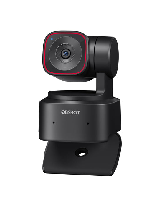 OBSBOT Tiny 2 Lite - 4K PTZ KI Tracking Streaming Webcam. Kompakte, schwarze Webcam für 4K-Streaming mit KI-Tracking.