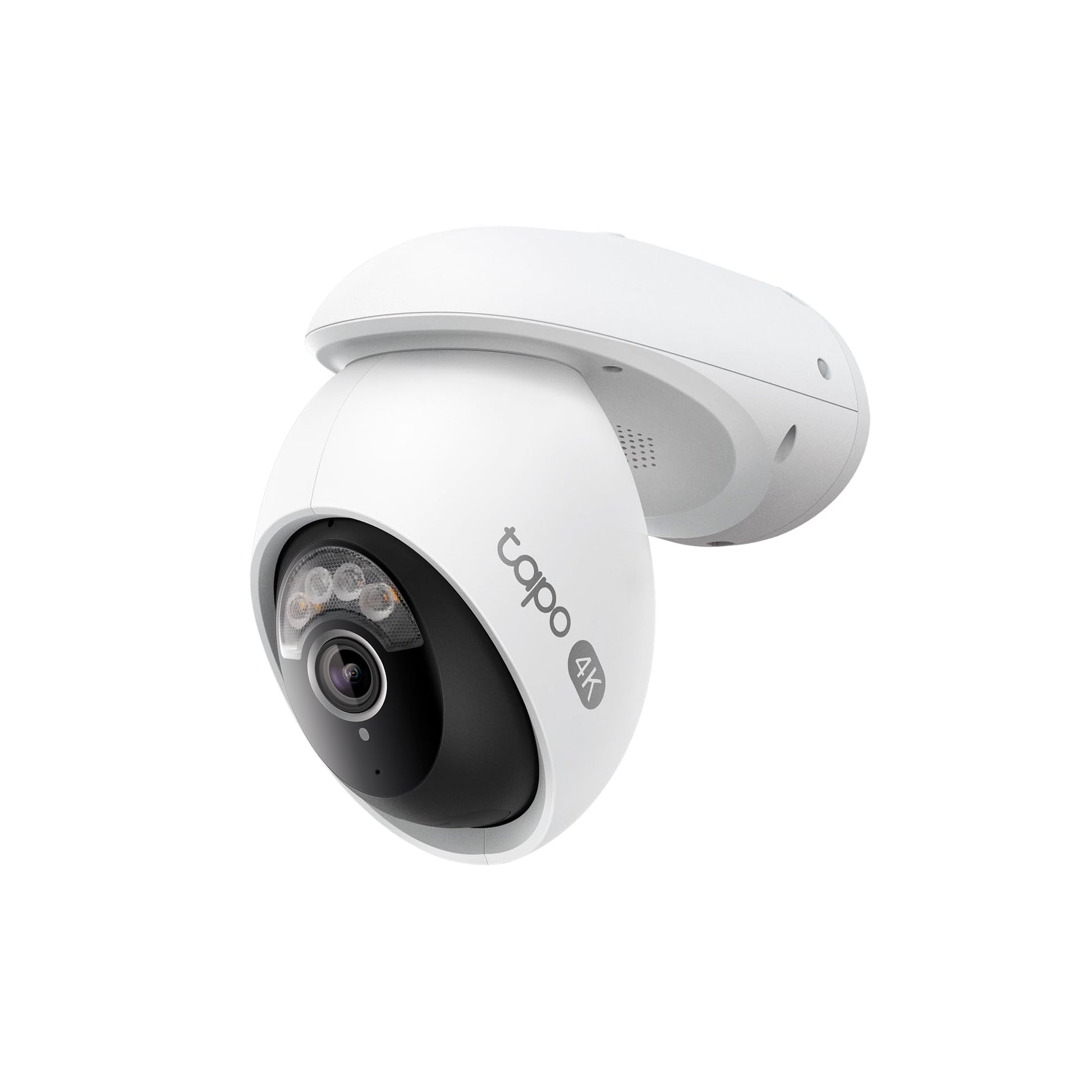 Tapo C560WS 4K 360° WLAN Überwachungskamera Aussen. Weiße, runde Dome-Kamera zur 4K-Aussenüberwachung.
