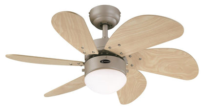 Westinghouse Turbo Swirl 78158 Deckenventilator mit Leuchte, Titan. Titanfarben, mit Blättern. Kühlt Räume und leuchtet.