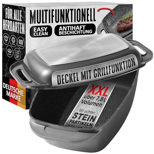 STONELINE Aluguss Bräter Induktion Antihaft – 43x26 cm 8,4L Grau