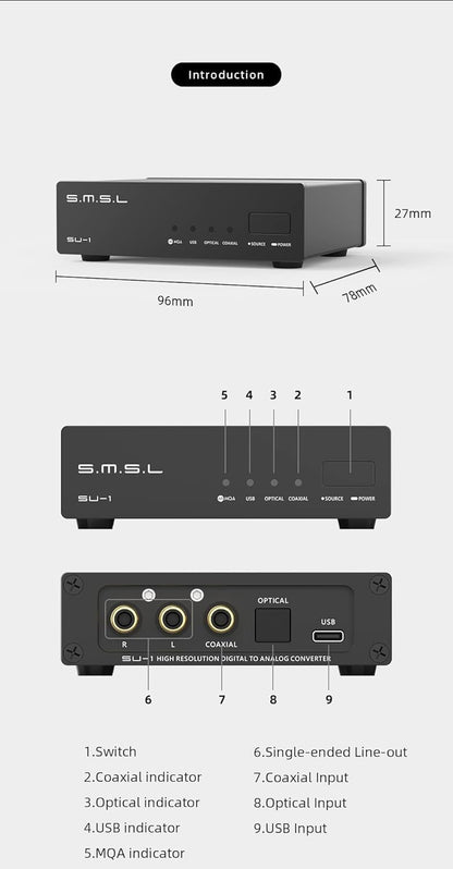 S.M.S.L SU-1 Hi-Res Audio DAC – MQA & MQA-CD Decoder