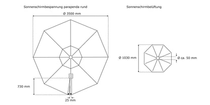 paramondo Ersatzbespannung parapenda Ampelschirm Ø 3,5 m rund Grau