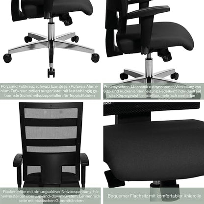 Topstar X-Pander Ergonomischer Bürostuhl Schwarz Netzstoff