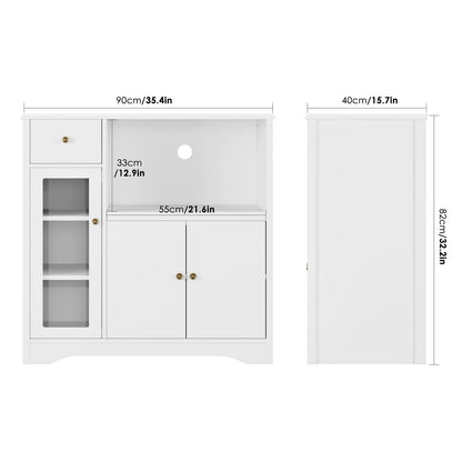 HOCSOK Küchenschrank mit Arbeitsplatte & Mikrowellenregal – Weiss