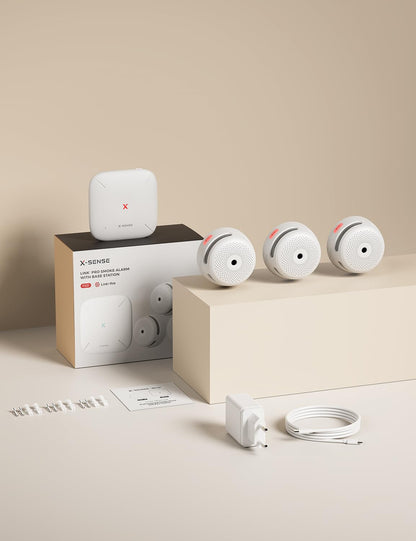 X-Sense Smart Rauchmelder XS01-M mit SBS50 Basisstation, 3 Stück
