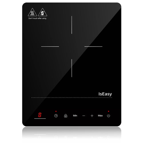 IsEasy Induktionskochfeld 1 Platte 2100 W, tragbar, schwarz – gehärtete Glasfläche