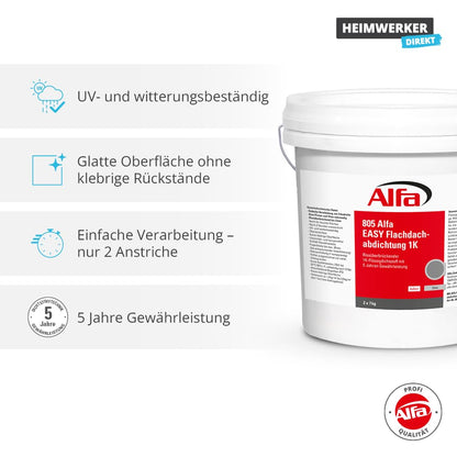 Alfa Easy 1K Flüssigdichtstoff Flachdachabdichtung - 7 kg Eimer
