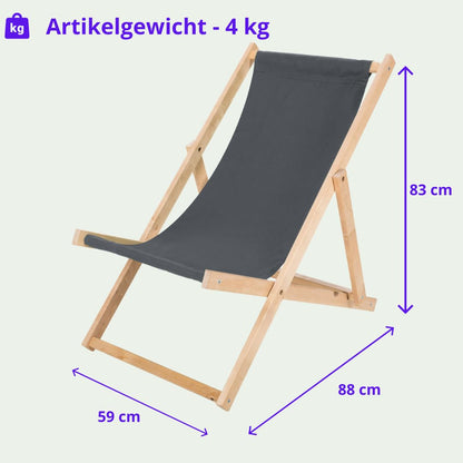 IMPWOOD Liegestuhl aus Buchenholz, klappbar, grau, bis 120 kg