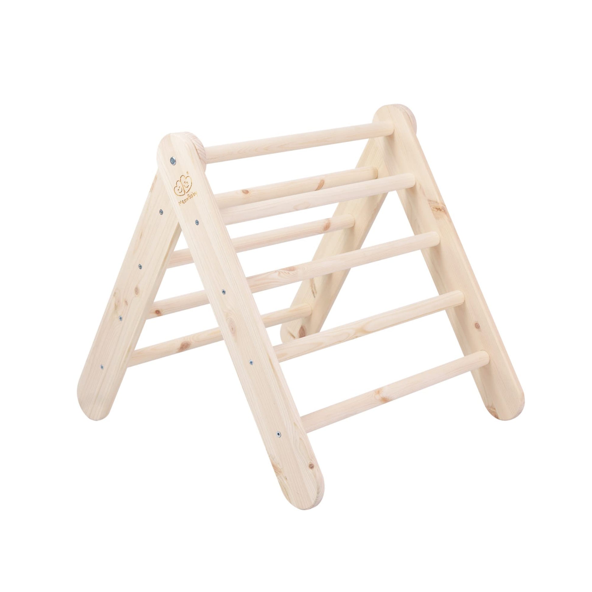 MEOWBABY Kletterdreieck – Pikler Kletterturm Natur 59x61cm. Zur Motorik- und Kletterentwicklung.