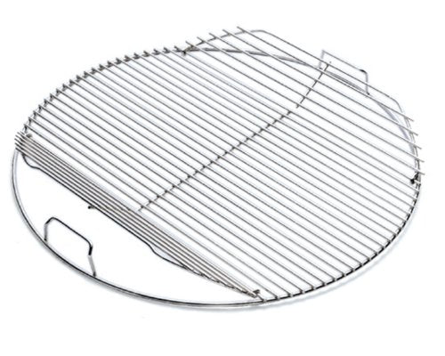 Weber Grillrost klappbar 57cm - Modell 7437. Runder, silberner Grillrost mit klappbaren Seitenteilen. Ermöglicht das Nachlegen von Holzkohle oder Räucherchips während des Grillens auf 57cm Kugelgrills.
