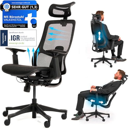 VALKENSTOL M5 Ergonomischer Bürostuhl - Mesh Sitz Testsieger