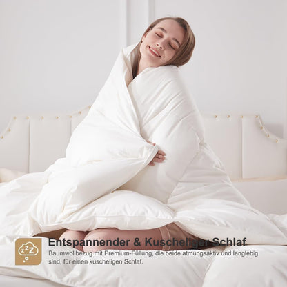 DWR Daunendecke Ganzjahr Bio-Baumwolle 200x200 cm weiss