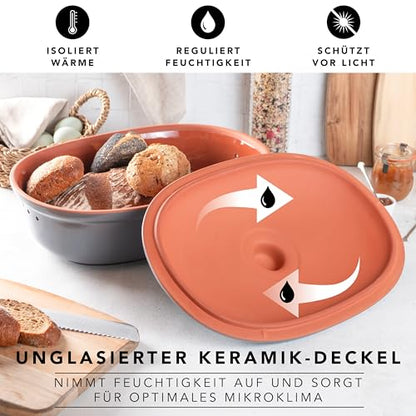 Römertopf Brottopf MAXI Brotbehälter – oval blau-grau