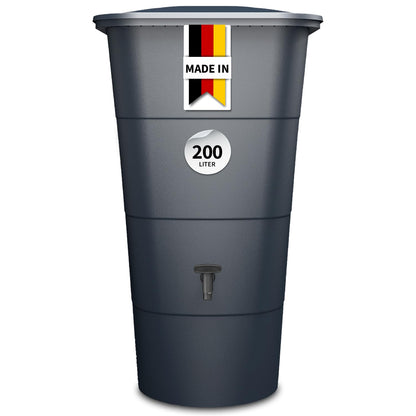 GARANTIA Ibiza Regentonne eckig 200 Liter Graphite Grey mit Deckel, eckige Form, matt strukturierte Oberfläche