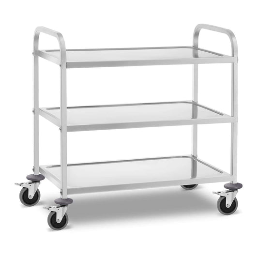 Royal Catering RCSW 3B Servierwagen Edelstahl 3 Borde. Zum Transport von Speisen und Geschirr in der Gastronomie.