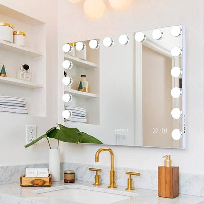 FENCHILIN Bluetooth Schminkspiegel Hollywood Kosmetikspiegel – 80x58