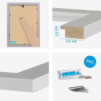 PHOTOLINI Bilderrahmen 20x25 cm Silber MDF-Holz - 10er Set