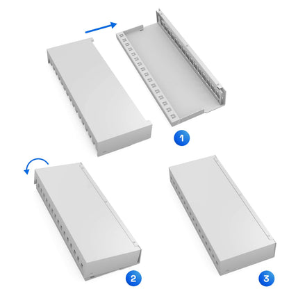 HB-DIGITAL 16-Port CAT 6a Keystone Patchpanel STP 1 HE Hellgrau