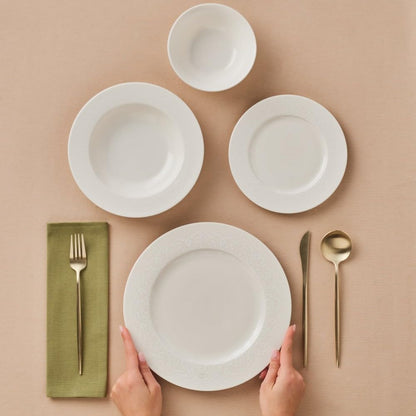 KARACA New Dome Tafelservice – Bone China 24-tlg Weiss für 6 Personen