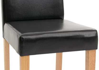 Mendler Littau 4er-Set Esszimmerstuhl Kunstleder Schwarz, helle Beine
