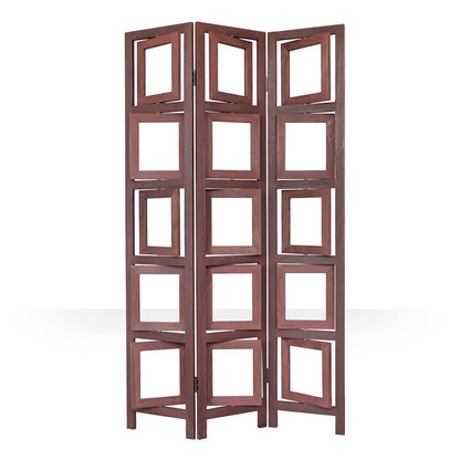 Homestyle4u 972 Paravent Fotowand 3-teilig Holz Braun