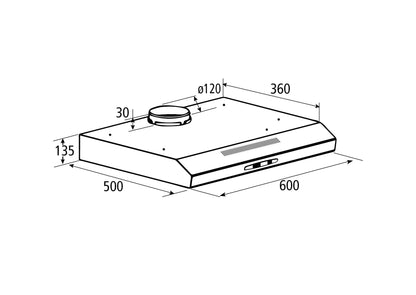 YUNA Mila KUBH 60205 Unterbau Dunstabzugshaube - Edelstahl 60 cm