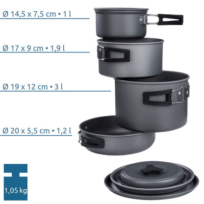yourGEAR Ranger V Camping Kochgeschirr Set 7-teilig für 4-5 Personen