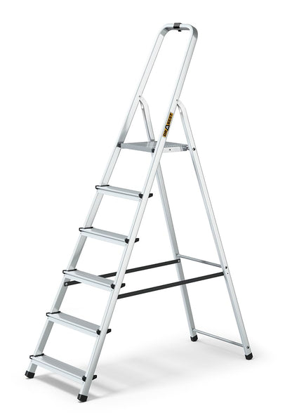 DRABEST Klappbare Alu Trittleiter 6 Stufen - Haushaltsleiter