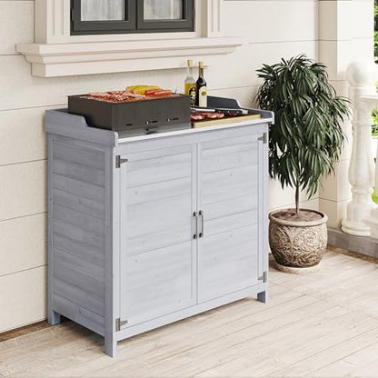 Bealife Pflanztisch mit Unterschrank Gartenschrank - Grau