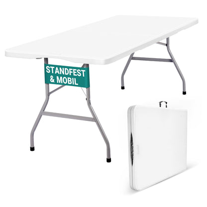 Byliable Klapptisch Falttisch – 180cm Kunststoff Weiss