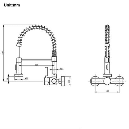 Tondiy Küchenarmatur Wandmontage Brause - Matt Edelstahl