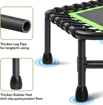 ONETWOFIT 114cm Fitness Trampolin Bungee - Sechskant Grün mit Griff
