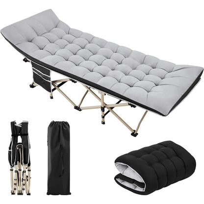 Yaheetech Feldbett mit Matratze, klappbares Campingbett bis 150 kg, grau-schwarz