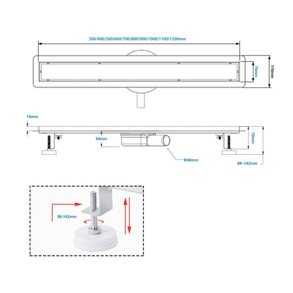 sunrik Duschrinne 80 cm Befliesbar – extra flach Edelstahl