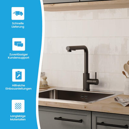 Bächlein Varvaro Einhand-Spültischbatterie - Matt Schwarz