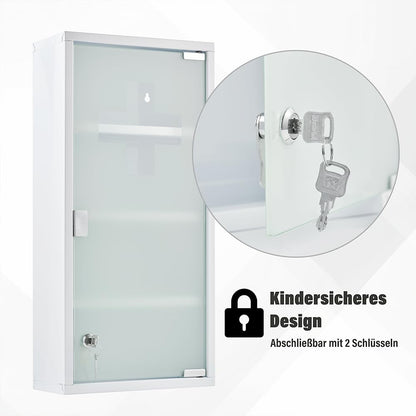 Zedelmaier Medizinschrank Edelstahl, abschliessbar, weiss, 4 Fächer