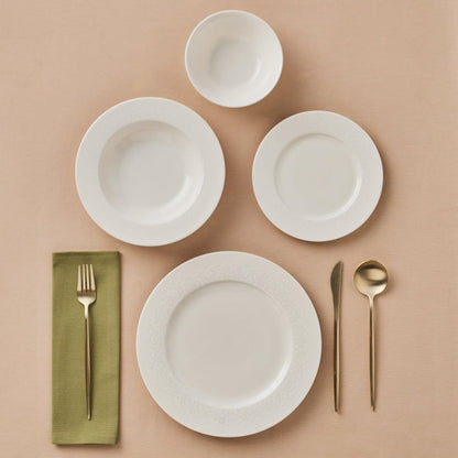 KARACA New Dome Tafelservice – Bone China 24-tlg Weiss für 6 Personen