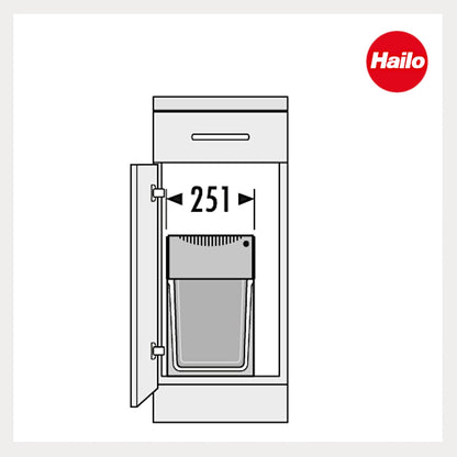Hailo Tandem 3666101 Einbau-Abfallsammler – 2x15L, Dunkelgrau