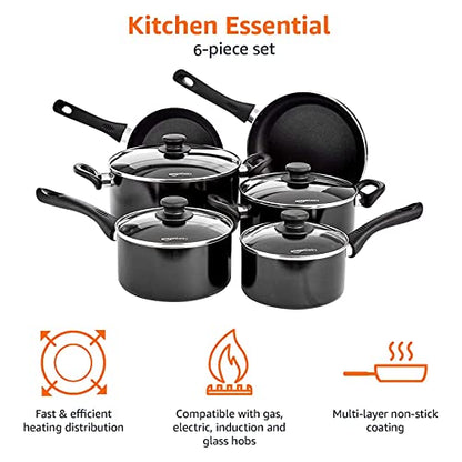 Amazon Basics Kochgeschirr-Set Antihaft Induktion - 6er Schwarz